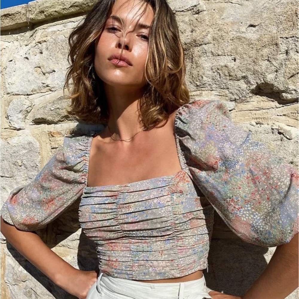 NWT Aritzia Wilfred Lolita Multi Color Blouse